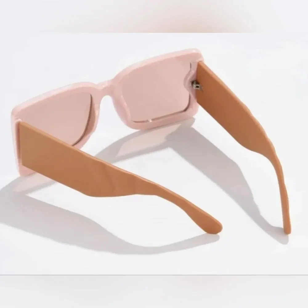 NWOT Shein Pink & Tan Sunglasses, Case, & Cleaning Cloth